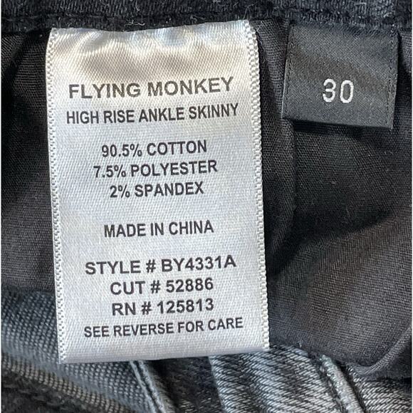 Flying Monkey High Rise Ankle Skinny Black Denim Jeans Button Fly Women’s Sz 30 - Picture 8 of 10